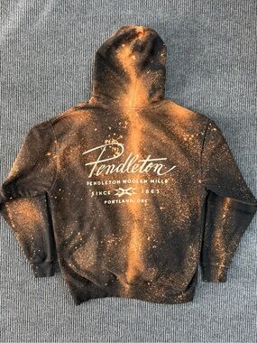 Pendleton Custom Bleach Dye Pullover Hoodie Mens L Independent Trading SS4500P